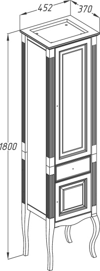 Пенал Opadiris Лаура 45 R белый золотая патина