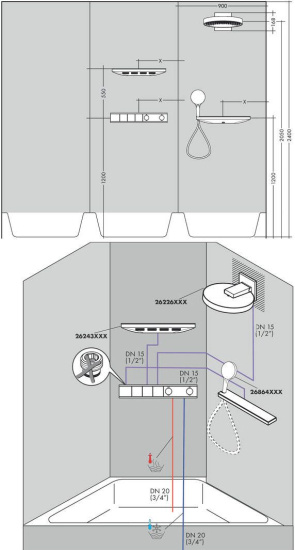 Смеситель для ванны Hansgrohe RainSelect 15381000 термостат