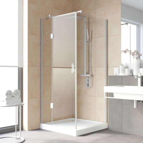 Душевой уголок Vegas Glass AFP-Fis LUX 100*80 07 01 L профиль матовый хром, стекло прозрачное