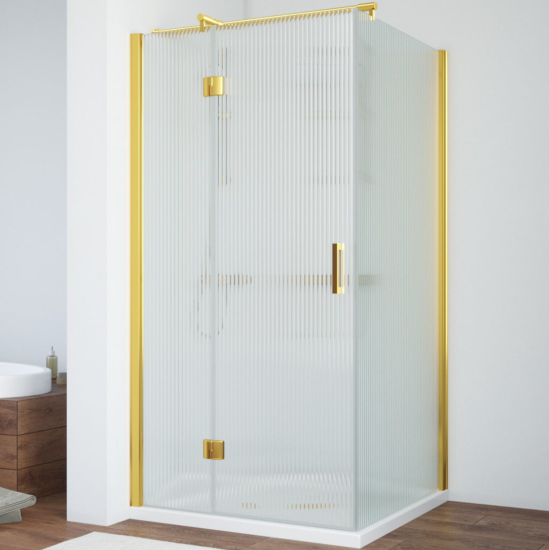 Душевой уголок Vegas Glass AFP-Fis NOVO 100*120 03 Moru L профиль золото матовое, стекло Moru