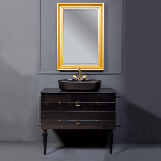 Тумба с раковиной Armadi Art Vallessi Avantgarde Piazza 80 черная, с накладной раковиной