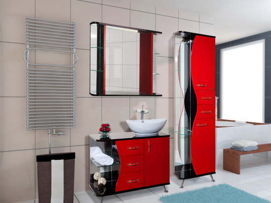 Мебель для ванной Bellezza Рио 90 R красная с черным