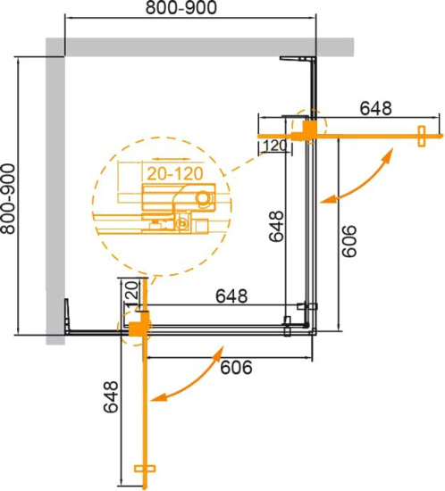 Душевой уголок Cezares Slider-A-2-80/90-C-Cr