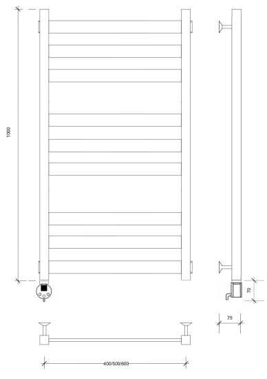 Полотенцесушитель электрический Secado Комано 3 100/50 L, хром