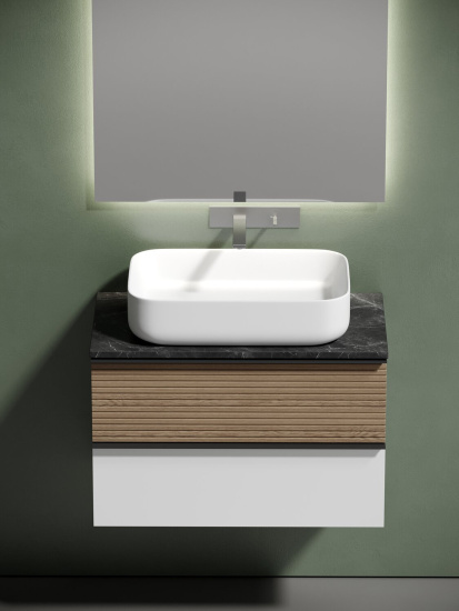 Тумба с раковиной Sancos Delta 80 дуб светлый/белый, DL80W