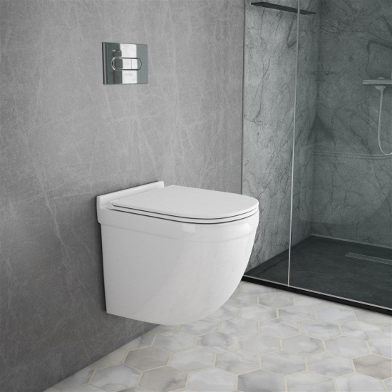 Инсталляция Geberit Duofix Delta 458.103.21.1 с кнопкой смыва + унитаз подвесной WeltWasser Heimbach 004 GL-WT