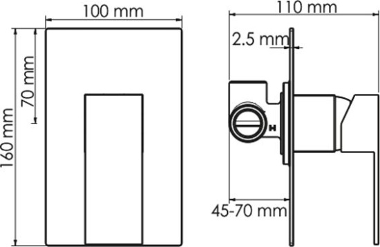 Смеситель для душа Wasserkraft Abens 2051 с внутренней частью