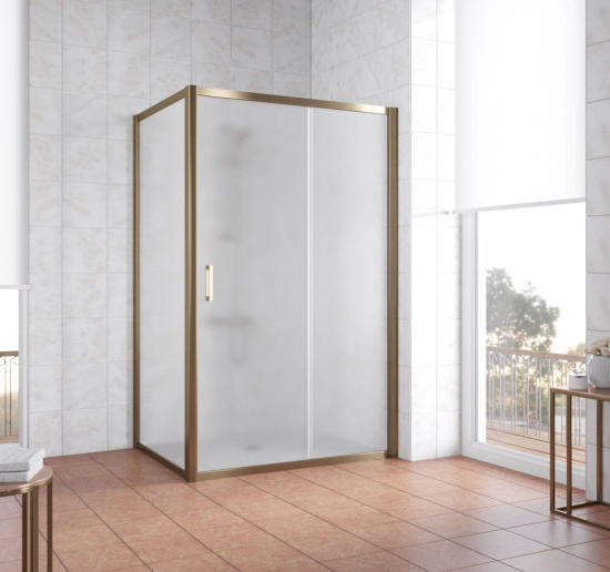 Душевой уголок Vegas Glass ZP+ZPV 140*70 05 10 профиль бронза, стекло сатин