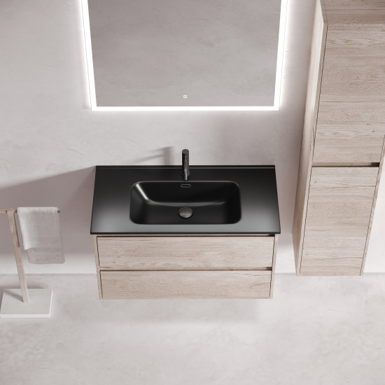 Тумба с раковиной Sancos Libra 90 дуб галифакс натуральный, подвесная