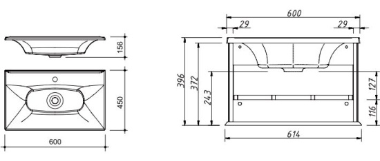Мебель для ванной Caprigo Caprice 60 1 ящик, bianco, круги перламутровые