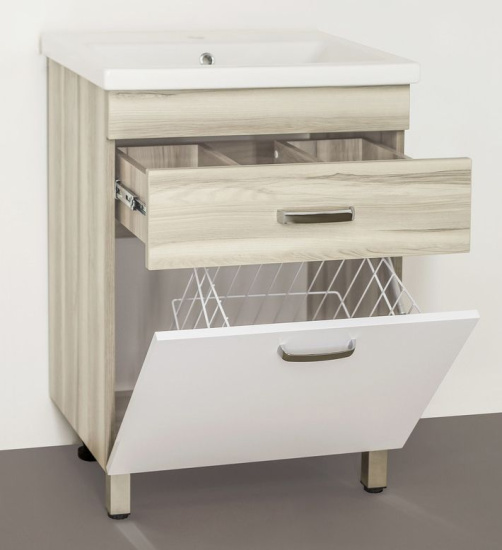 Мебель для ванной Style Line Ориноко 60 с бельевой корзиной, белая, ориноко