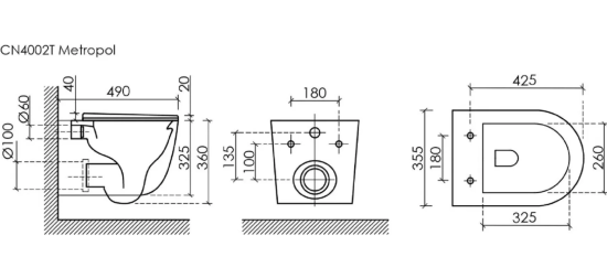 Инсталляция Tece TECEbase K440925 с кнопкой + унитаз подвесной Ceramica Nova Metropol CN4002TMB