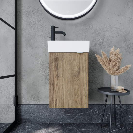 Тумба с раковиной Sancos Mini 36 L дуб чарльстон, подвесная
