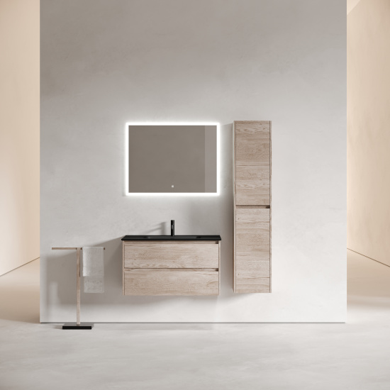 Тумба с раковиной Sancos Libra 90 дуб галифакс натуральный, подвесная