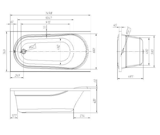 Акриловая ванна Alvaro Banos Granada 150x75