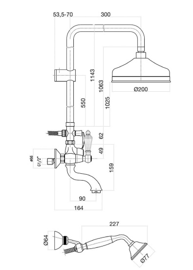 Душевая стойка Fiore Gioielli 08ZZ0615 бронза