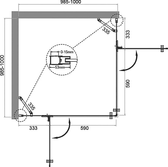 Душевой уголок BelBagno Kraft A-22-100-C-Cr