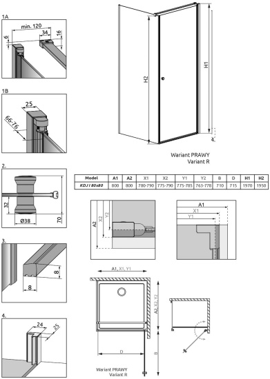 Душевой уголок Radaway EOS KDJ I 80x80 R
