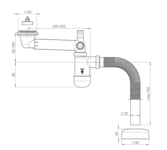 Сифон для раковины Prevex Preloc PR3-D4NF3-001