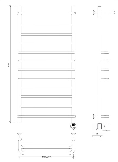Полотенцесушитель электрический Secado Верона 2 120/60 R, хром