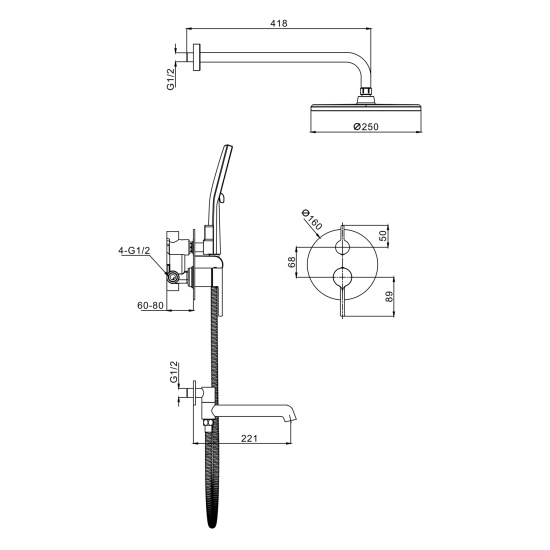 Душевая система Raglo R20.27 хром