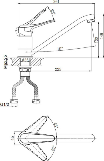 Смеситель для кухни Rush Jawa JA0735-26
