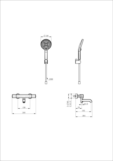Смеситель для ванны Wonzon & Woghand Stay 2 WW-B2016-A1-BGG с термостатом