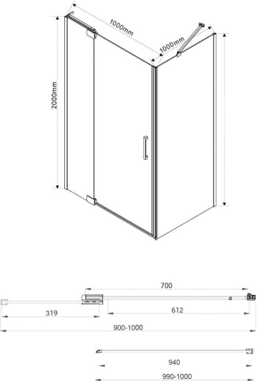 Душевой уголок Vincea Extra VSR-1E901010CL 100x100 см, профиль хром, стекло прозрачное