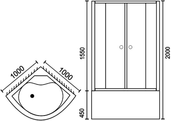 Душевой уголок Royal Bath RB 100BK-T-CH с поддоном