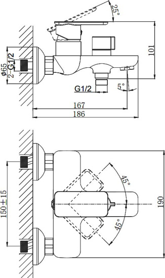 Смеситель для ванны Rush Bruny BR4335-44