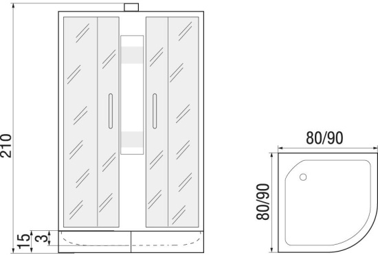 Душевая кабина River Nara Light 80/15 Б/К МТ