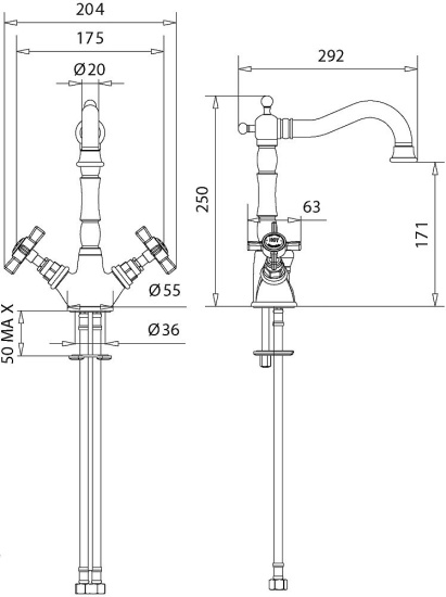 Смеситель для кухни Migliore Princeton 18201 бронза
