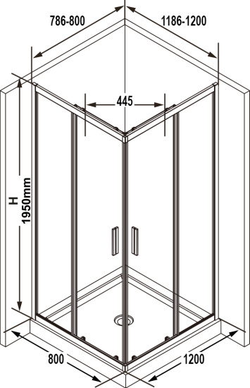 Душевой уголок Ravak BLSRV2K 120x80, профиль черный