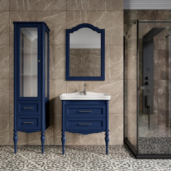 Пенал ValenHouse Эстетика 60 L синий витрина, фурнитура хром