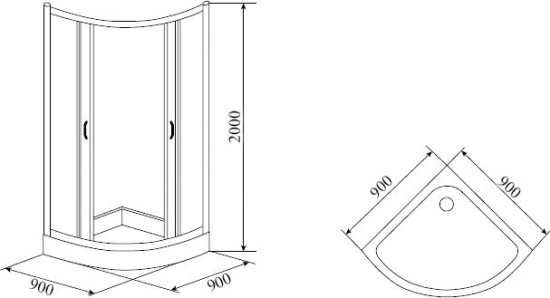 Душевой уголок Timo TL-9001 Romb Glass с поддоном
