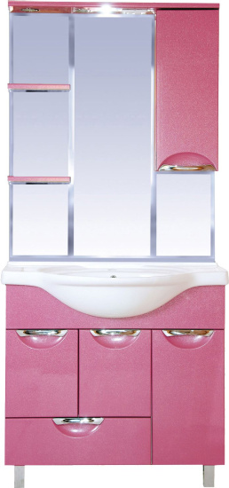 Зеркало Misty Жасмин 85 R с подсветкой, розовая эмаль