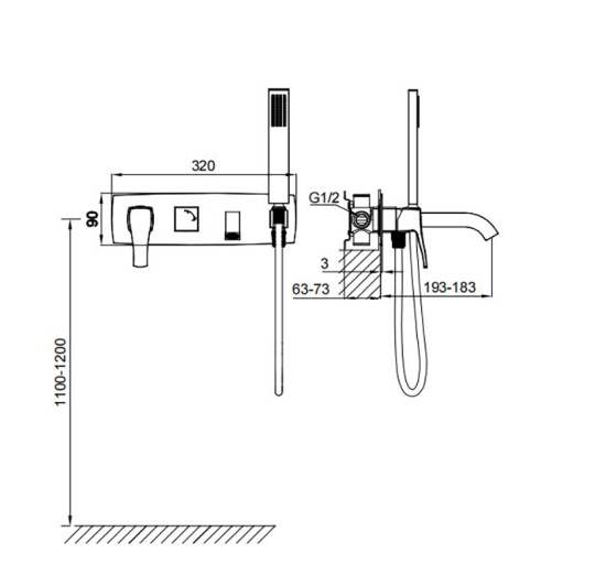 Смеситель для ванны Wonzon & Woghand Flex WW-88889072-BGM встраиваемый