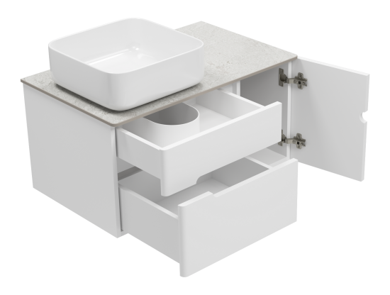 Тумба под раковиной Misty Роял 80 белая подвесная, со столешницей