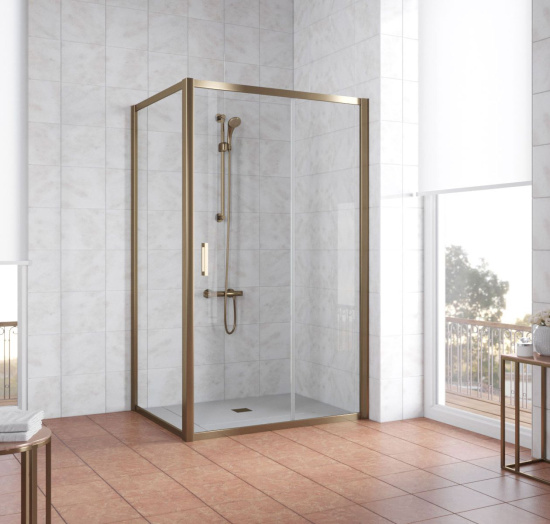 Душевой уголок Vegas Glass ZP+ZPV 130*70 05 01 профиль бронза, стекло прозрачное