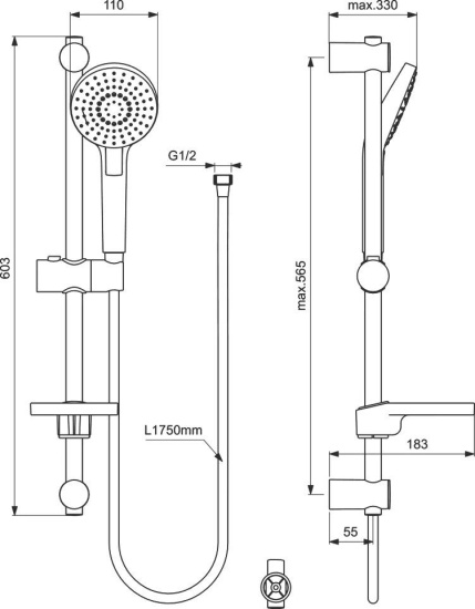 Душевой комплект Ideal Standard Ceraplan S1001AA с внутренней частью