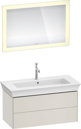 Тумба с раковиной Duravit White Tulip 105 2 ящика, скандинавский белый шелковисто-матовый