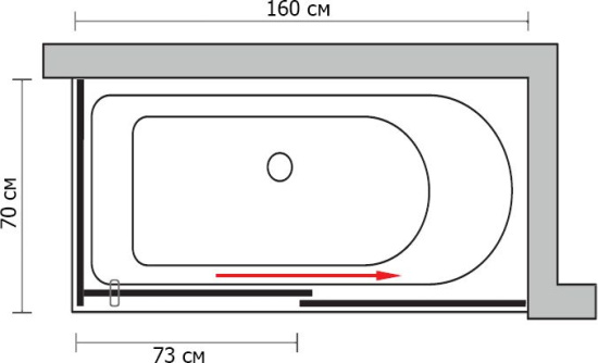 Шторка на ванну GuteWetter Slide Part GV-863A правая 160x70 см стекло бесцветное, профиль хром