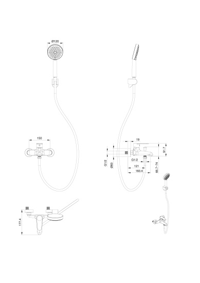Смеситель для ванны Wonzon & Woghand Alfa WW-AE3204-MB