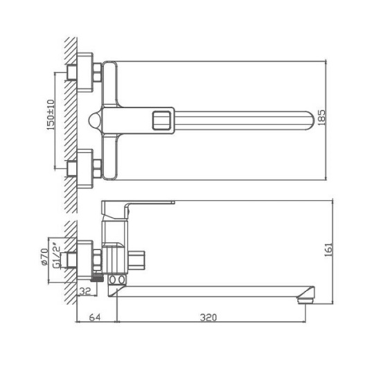 Смеситель для ванны Haiba HB22615-7 черный