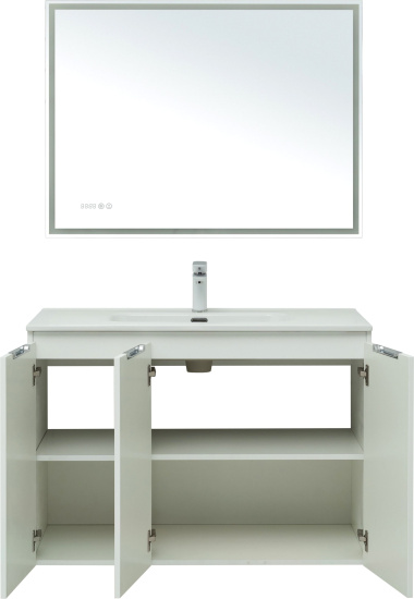 Мебель для ванной Aquanet Алвита new 100 подвесная, белая матовая, с дверками