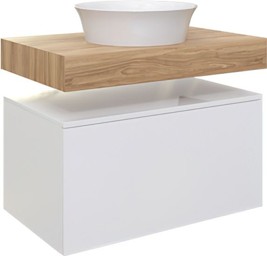 Столешница с раковиной Duravit White Tulip 43, дуб французский, 80, без отверстий + тумба 80