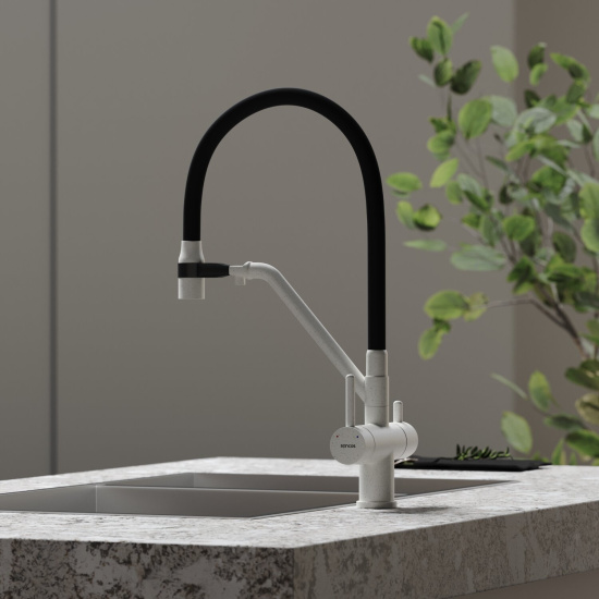 Смеситель для кухни Sancos Dora SC4003GR, белый гранит