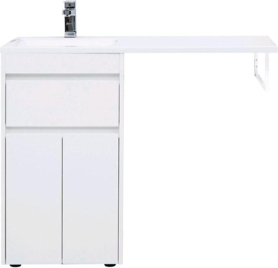 Тумба с раковиной Aquanet Токио 110 L белая напольная, 1 ящик, 2 дверцы