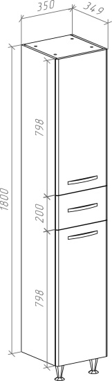 Пенал Bellezza Рокко 35 белый универсальный