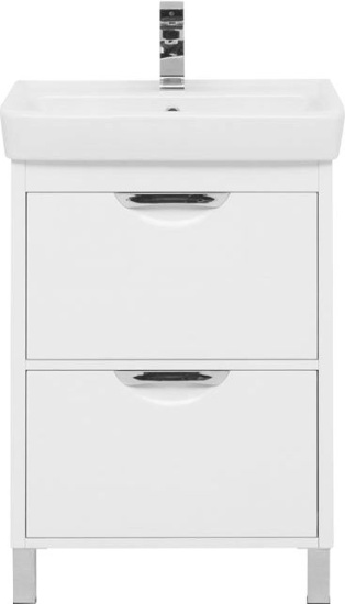 Тумба с раковиной Aquanet Гретта 60 New 2 ящика, белый
